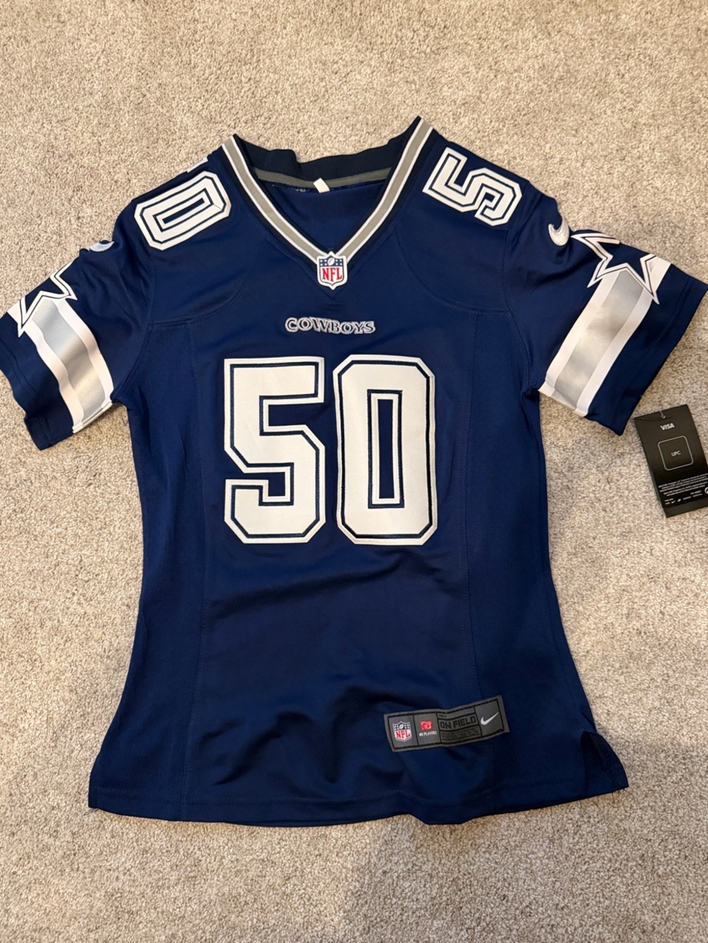 Nike Dallas Cowboys #50 Navy and White Football Jersey